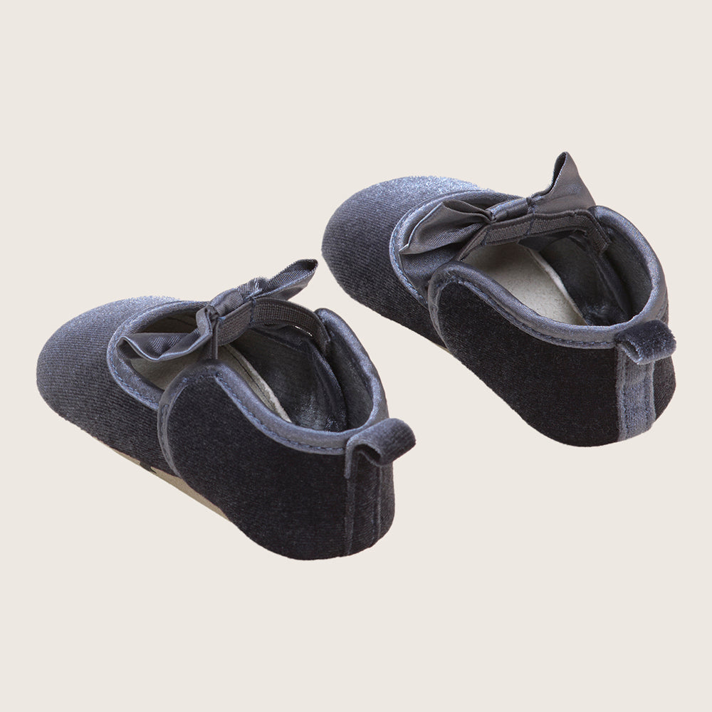 rise little earthling Velvet Dress Shoes BGHFW01 - Charcoal / 12-18m - Image 3