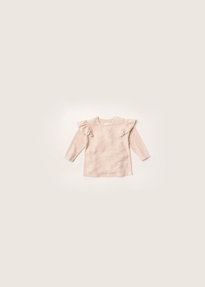 Rise Little Earthling Soft Ruffle Tee Oatmeal - Oatmeal / 12-18m