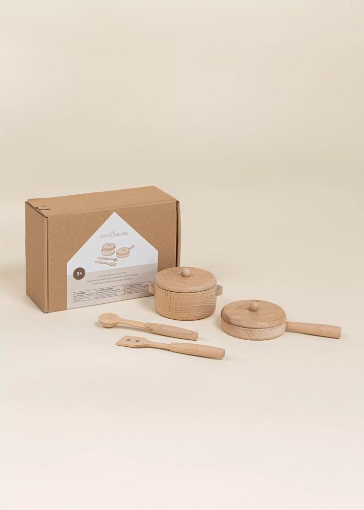Coco Village Wooden Pots and Pans Playset (6 Pcs) - Image 8