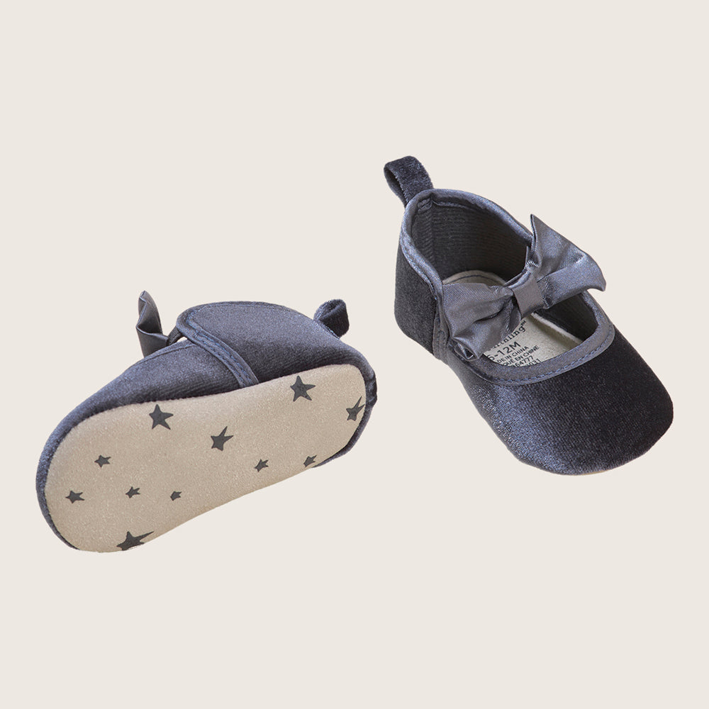 rise little earthling Velvet Dress Shoes BGHFW01 - Charcoal / 12-18m - Image 2
