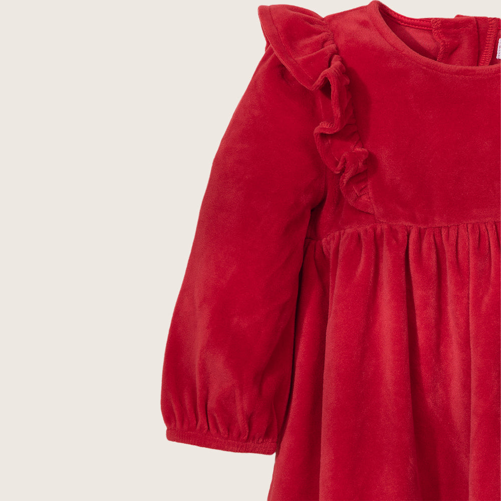 Rise Little Earthling Velvet Dress - Red / 9-12m - Image 2