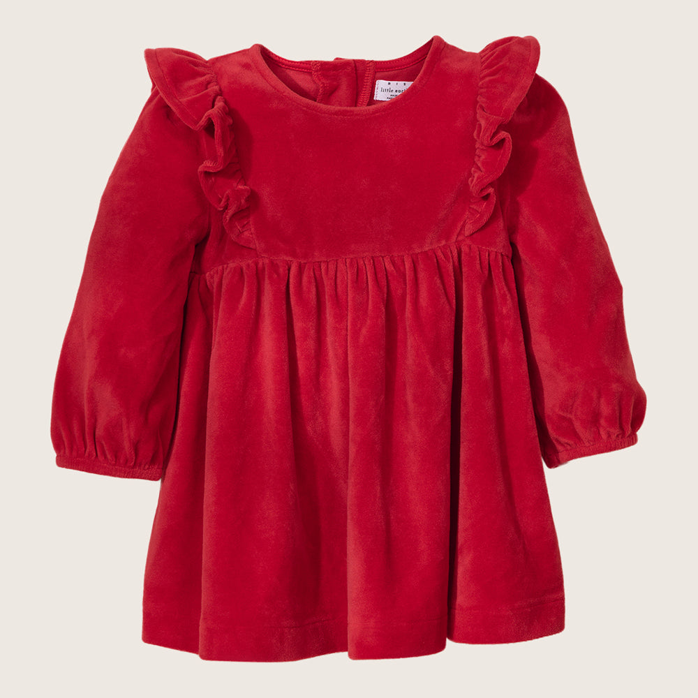 Rise Little Earthling Velvet Dress - Red / 9-12m