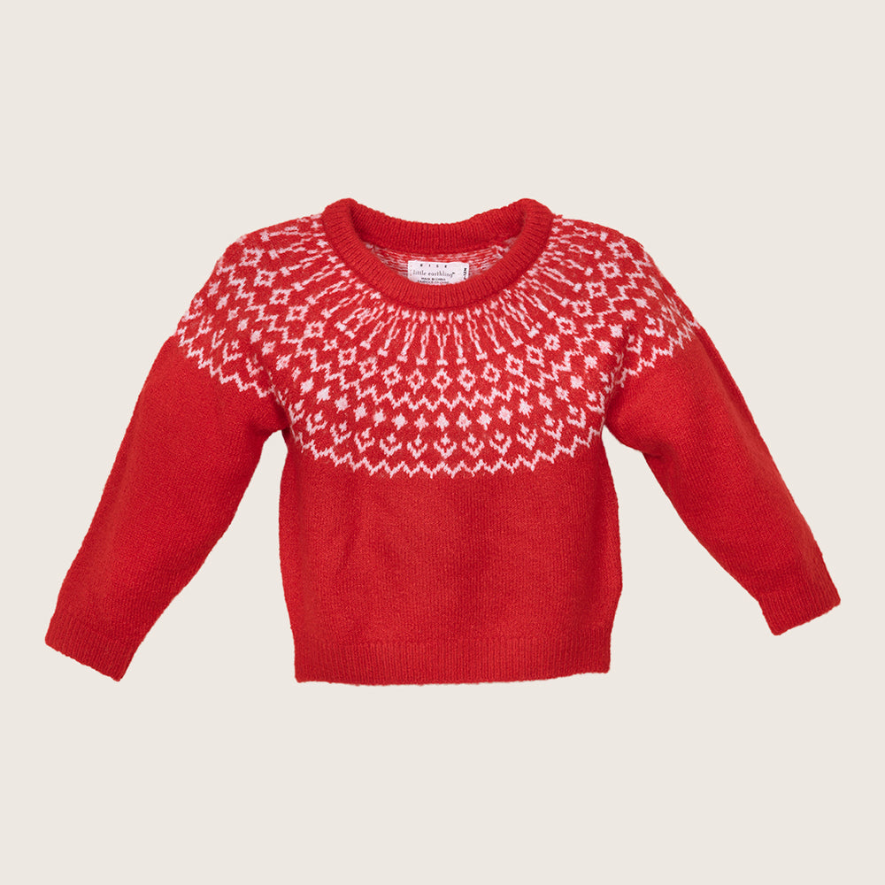 rise little earthling Fairisle Sweater BUHSW08 - Red / 3-6m