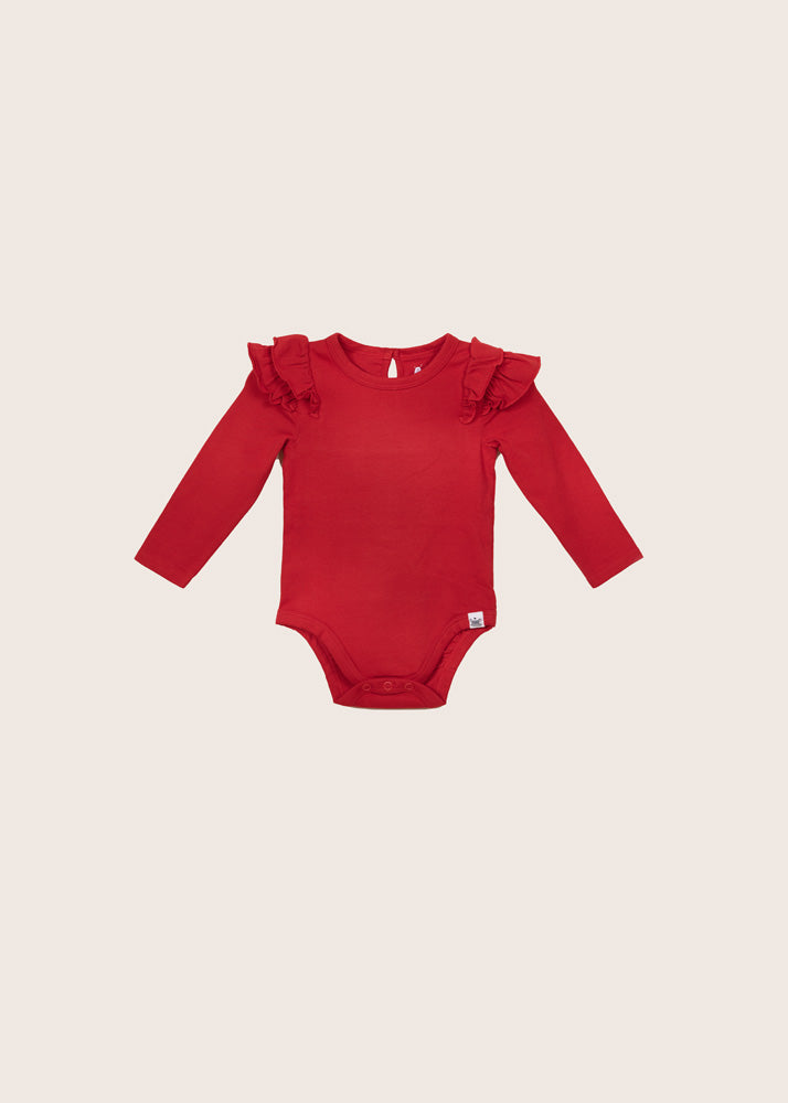 rise little earthling Ruffle Bodysuit - Red / 0-3m - Image 4
