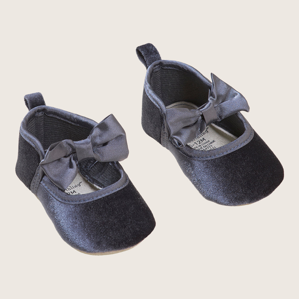 rise little earthling Velvet Dress Shoes BGHFW01 - Charcoal / 12-18m