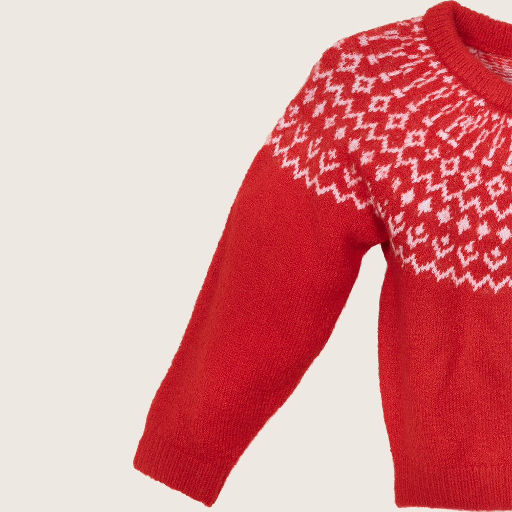 rise little earthling Fairisle Sweater BUHSW08 - Red / 3-6m - Image 2