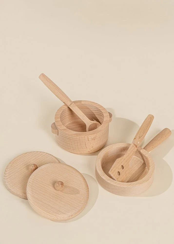 Coco Village Wooden Pots and Pans Playset (6 Pcs) - Image 3