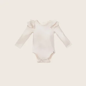 rise little earthling Ruffle Bodysuit - White / 12-18m